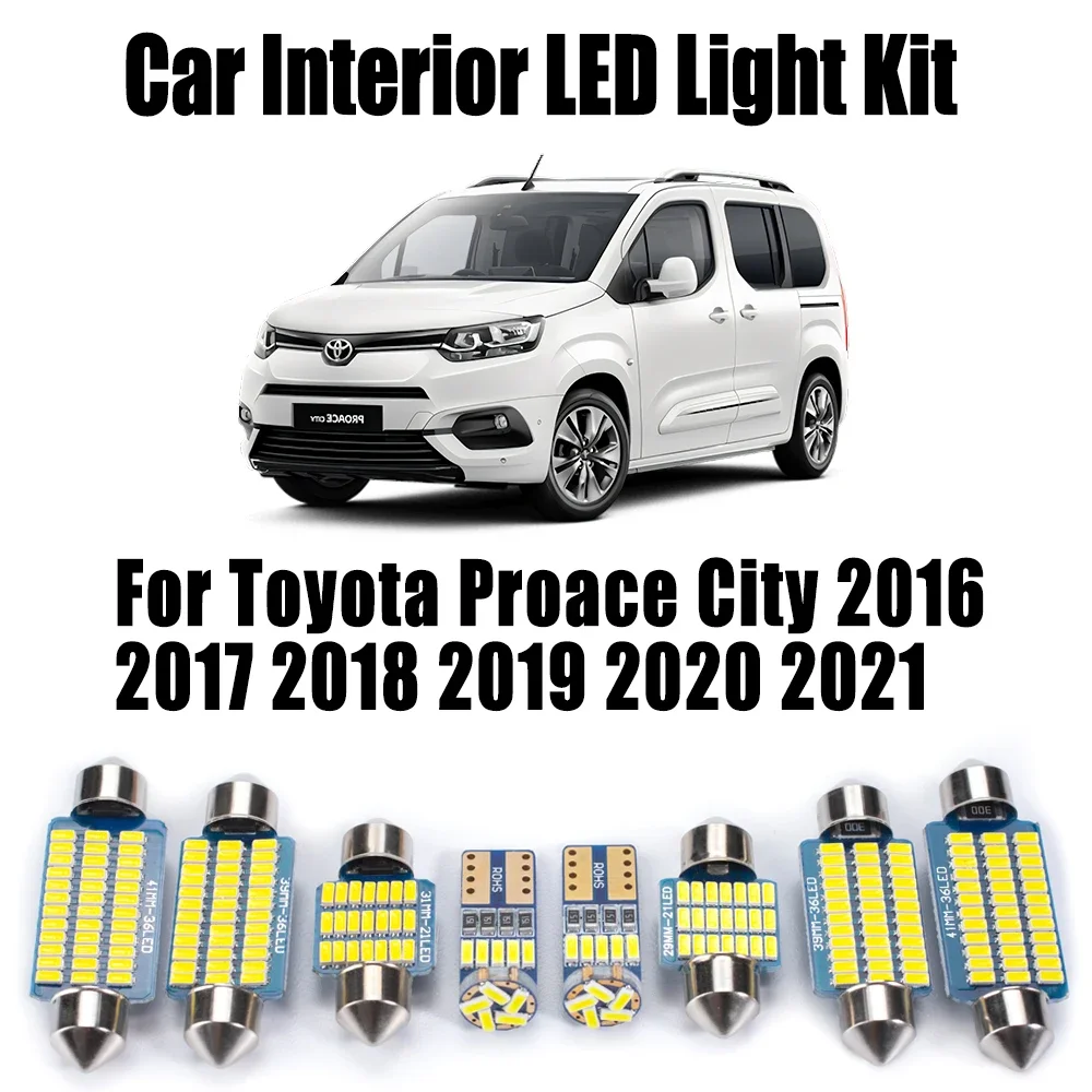 

15 шт. Canbus светодиодный комплект внутреннего купольного освещения с картой для Toyota Proace City 2016 2017 2018 2019 2020 2021 автомобильные лампы для потолочного освещения