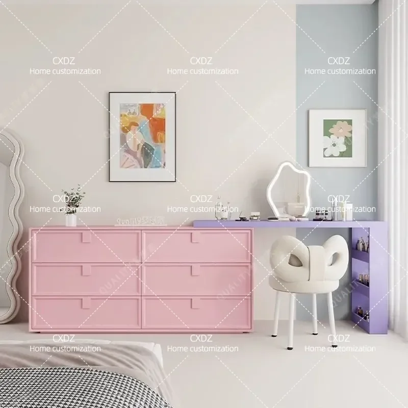 Dressing table, chest, bedroom, modern minimalist bedroom, French cream style dressing table, dressing table