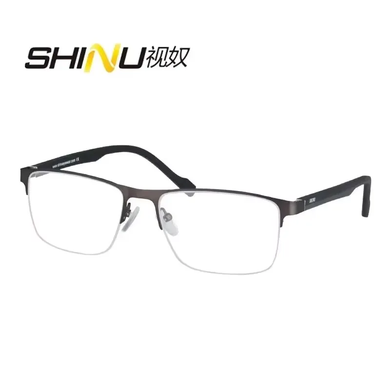 SHINU Brand Progressive Multifocal Men's Glasses Half Frame Eyeglasses Myopia Computer Glasses Standard Diopter No Astigmatism