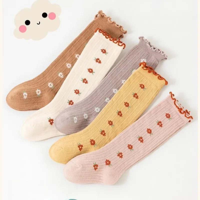 Calcetines de Algodón Peinado Premium para Bebé de 0 a 3 Meses, Calcetines Térmicos hasta la Rodilla, Ajuste Holgado, Sin Costuras, Sin Varillas