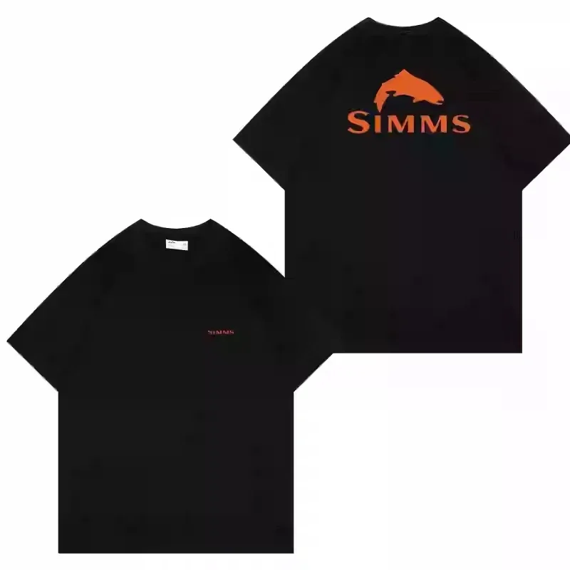 

SIMMSS Tide Brand Luya Fishing Clothing Sun-proof Clothing Short T-shirt Pure Cotton Culture Round Neck Half Sleeve Short