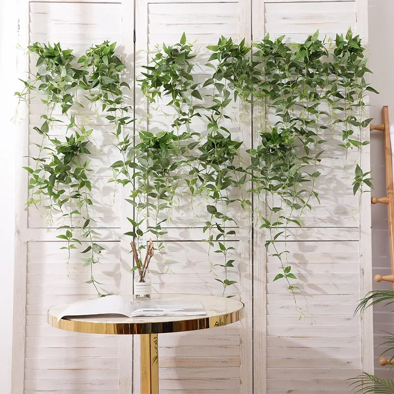 Clematis Artificial Flower Wall Hanging Cane Artificial Honeysuckle Leaf Artificial Clematis Leaf Home Decoration Plant