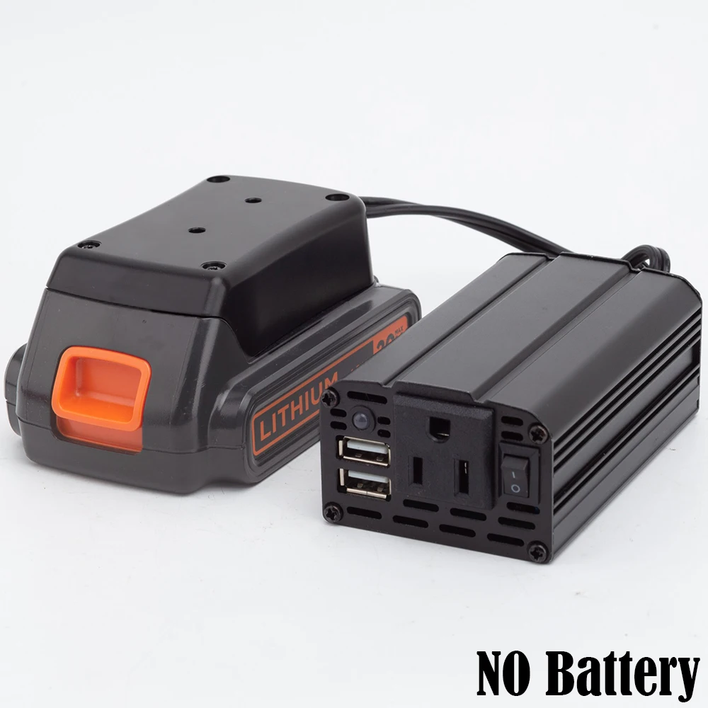 

200W Portable Power Inverter For BLACK+DECKER /Stanley/Porter Cablei 18V Lithium Battery w/ USB Power Tool Accessories