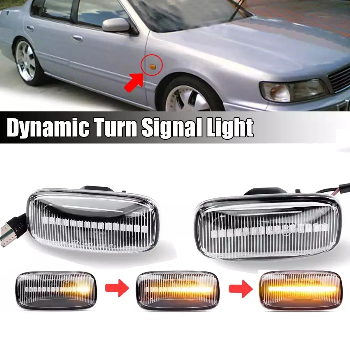 Car Dynamic Side Marker Light Turn Signal Light for Nissan Maxima Almera Pulsar N15 Cefiro A32 1995-2000