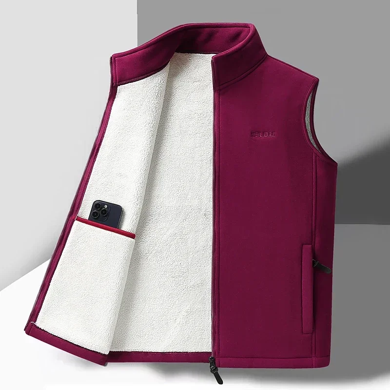 

2025 2025 Autumn Winter Warm Padded Stand-up Collar Large Size Lambs Wool Vests Men New Casual Versatile Trend Jacket Shoulders