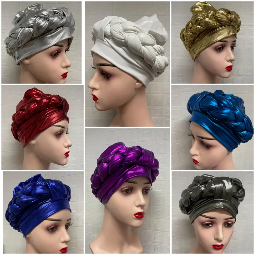 African 2022 Already Handmade Headtie Women Inner Hijab Cap Ladies Headwrap Hat Women Braid Turban Women Beanie Hair Accessories