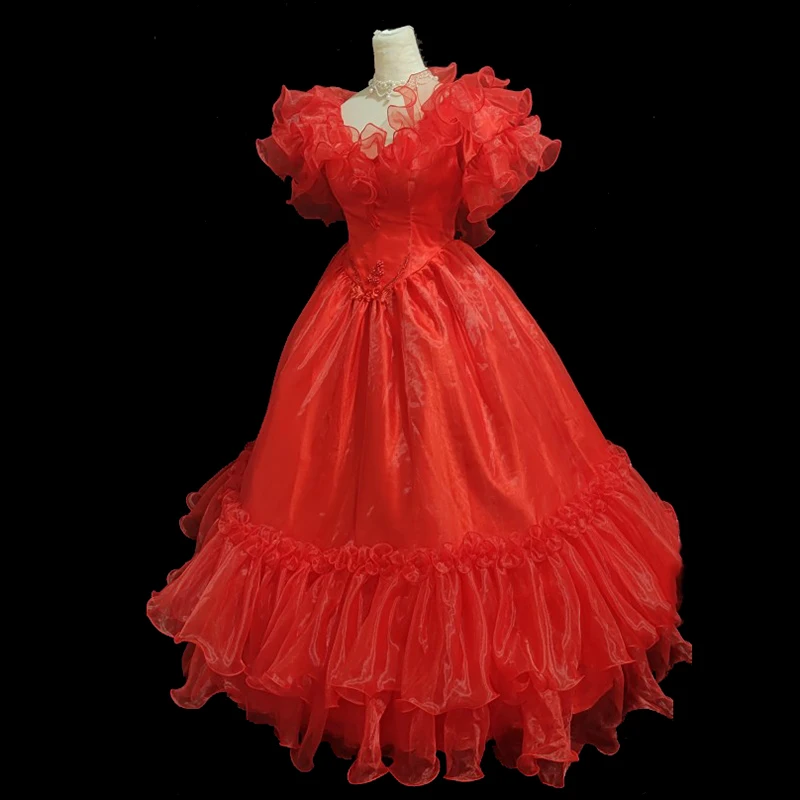 Anxin sh vintage princesa laranja vermelho renda com decote em v manga curta miçangas flor pérolas babados rendas até vestido de casamento personalizado