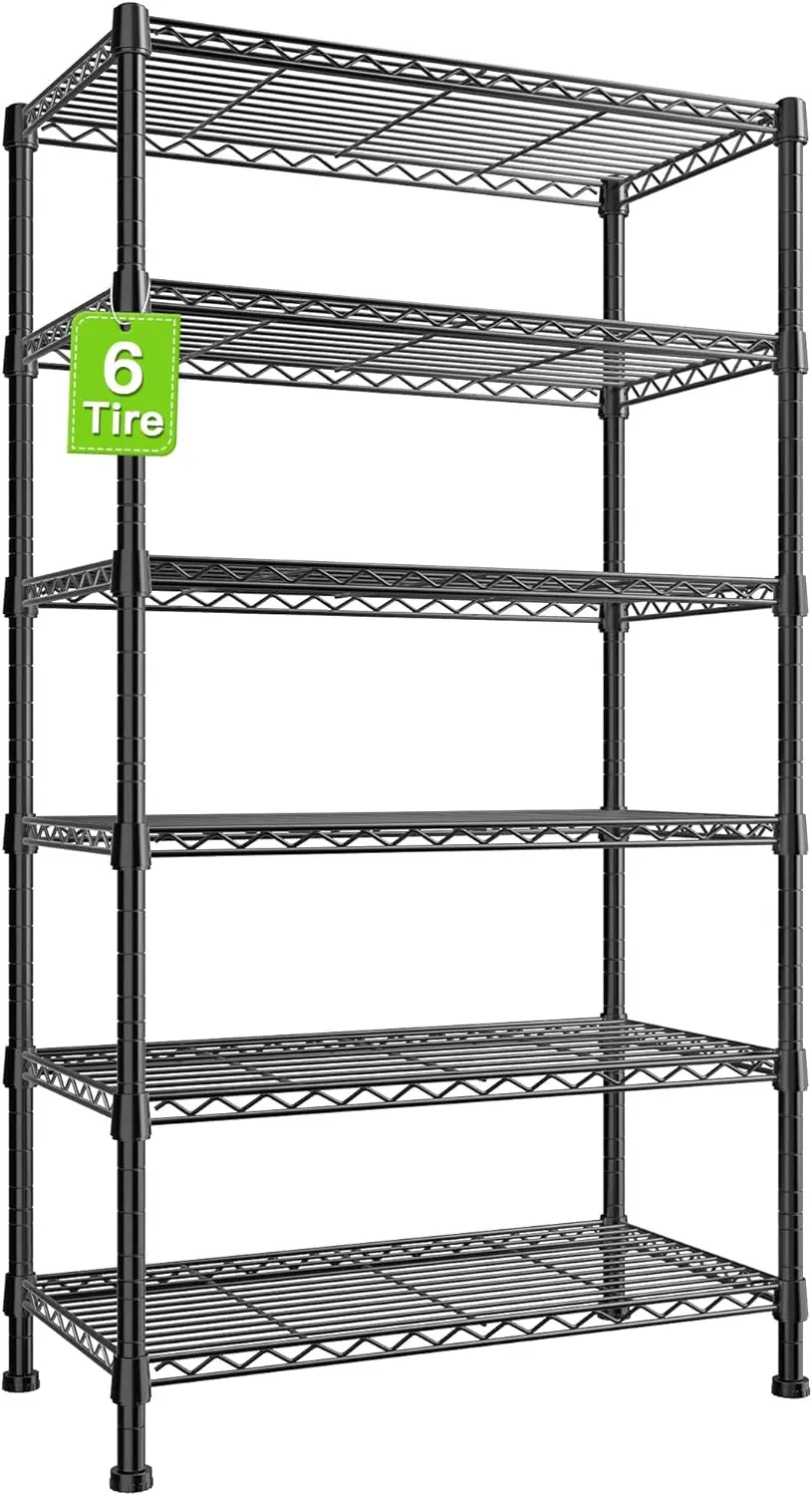 

6-Tier Wire Shelving Rack,Storage Shelves Metal Shelves for Storage Load 1000 LBS,Heavy Duty Shelving Unit with Wire Adjustable