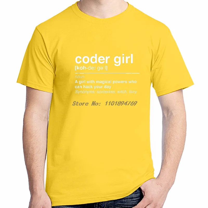 Coder Definition Men Tshirt Software Developer It Programmer Geek O Neck Tops Cotton T Shirt High Quality Birthday Gifts Tee