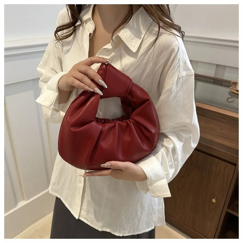 Casual PU Leather Shoulder Bags Lightweight Solid Color Totes Large Capacity Underarm Bags for Women Girls