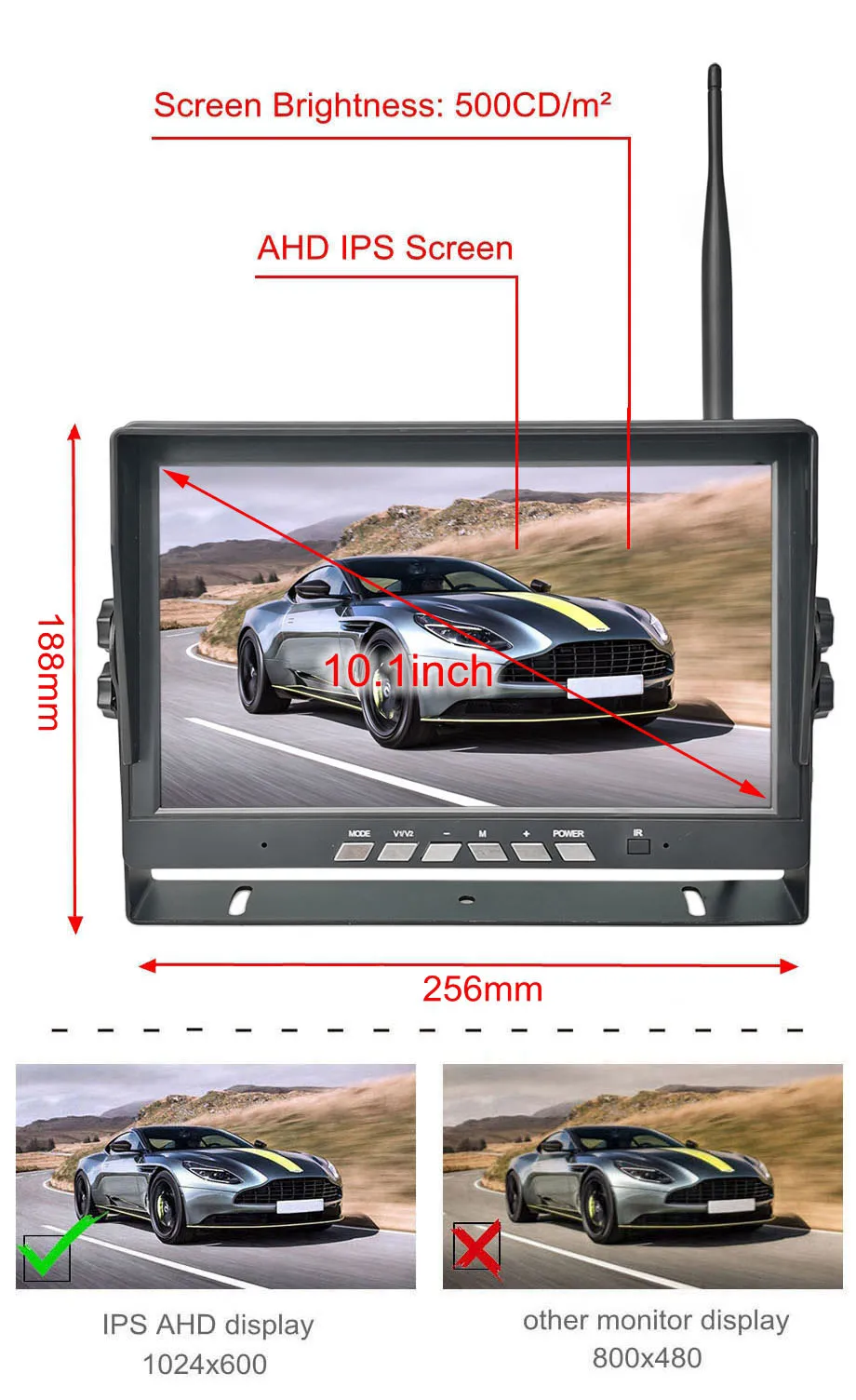 Diykit 10.1 Inch Draadloze Truck Dvr Ips Monitor Ahd 720P Hd Night Vision Reverse Back-Up Recorder Wifi Camera Voor Bus Auto