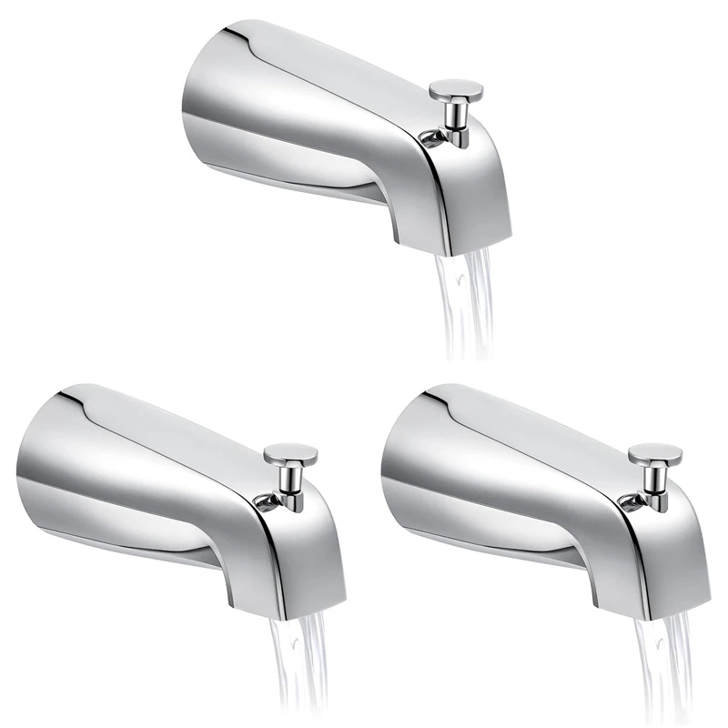 

3X Bathroom Tub Spout,5 1/4 Inches Reach Wall Front Mount With Shower Diverter 1/2In IPS Inside Thread Faucet Spout