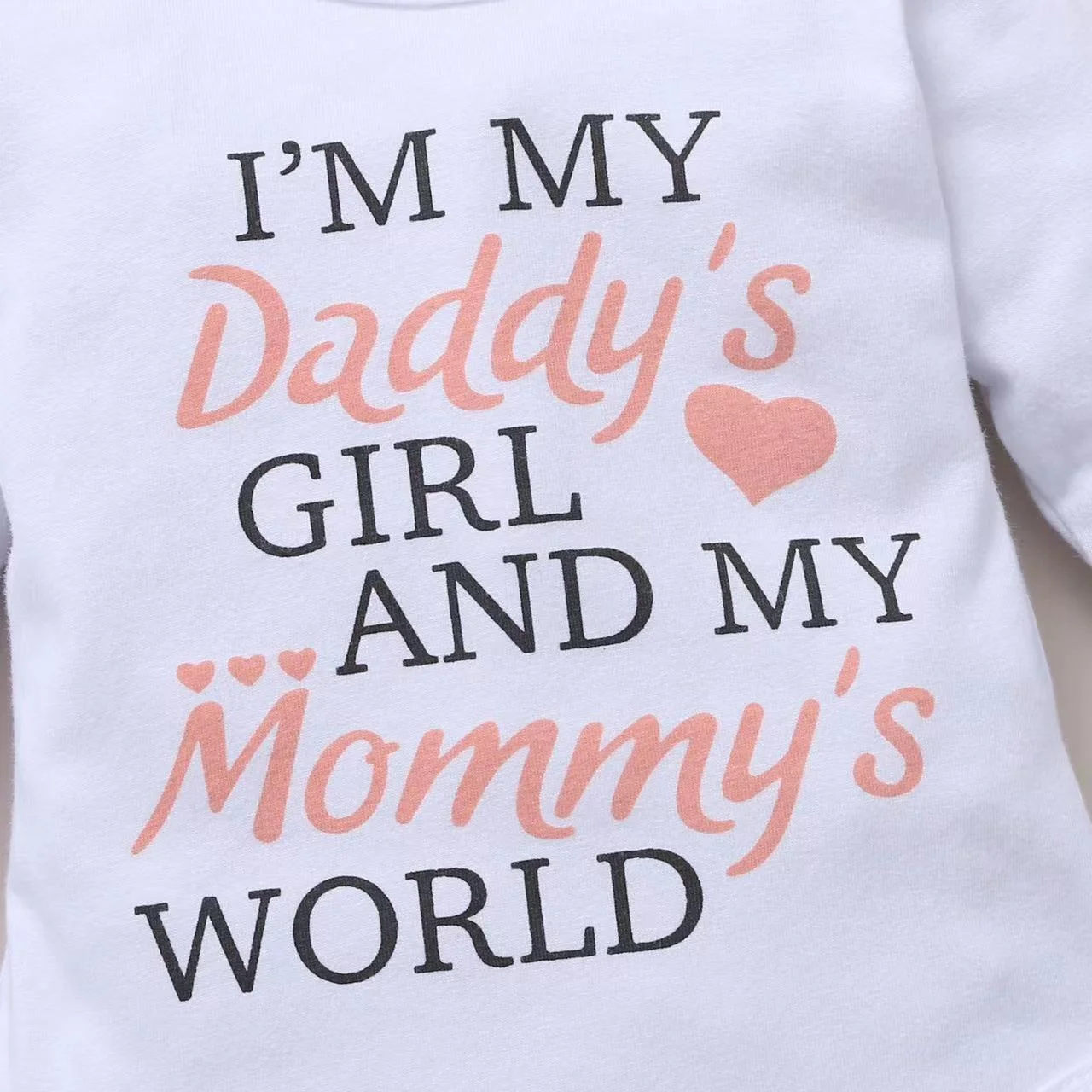 Winter  0-3 Years Old  Letter  Printing  Long  Sleeved  Top  And  Flower  Print  Pant  Casual  2-Piece  Set