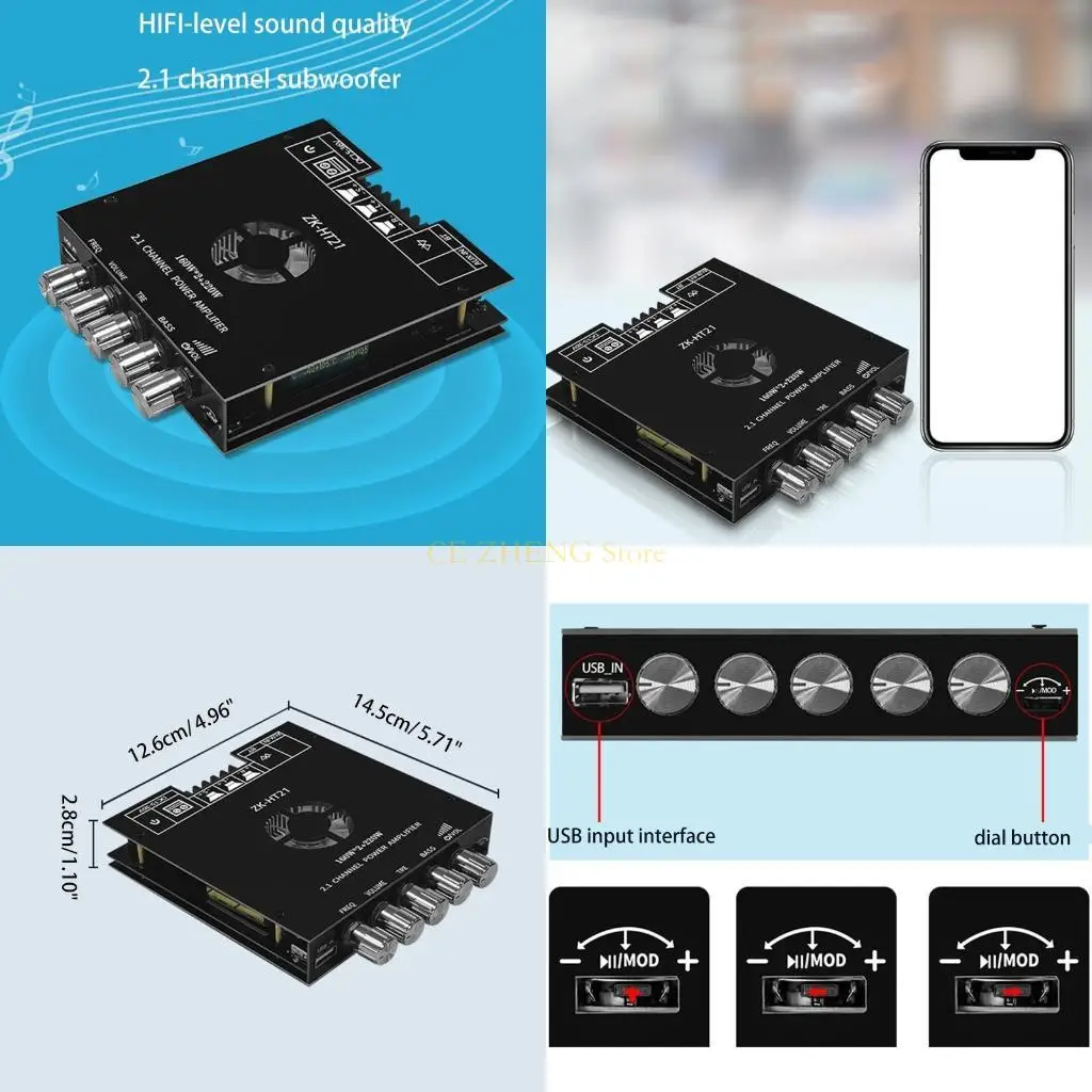

E56B 160WX2 + 220 Вт TDA7498E ZK-HT21 2,1-канальный модуль цифрового усилителя мощности DC15-36V