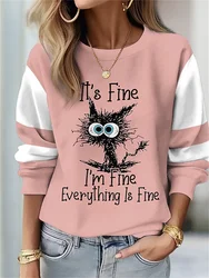 Women's Sweatshirt Pullover Polyester Floral Cat Street Casual Vintage Sports Basic Round Neck Long Sleeve Top Comfrt Soft 2025