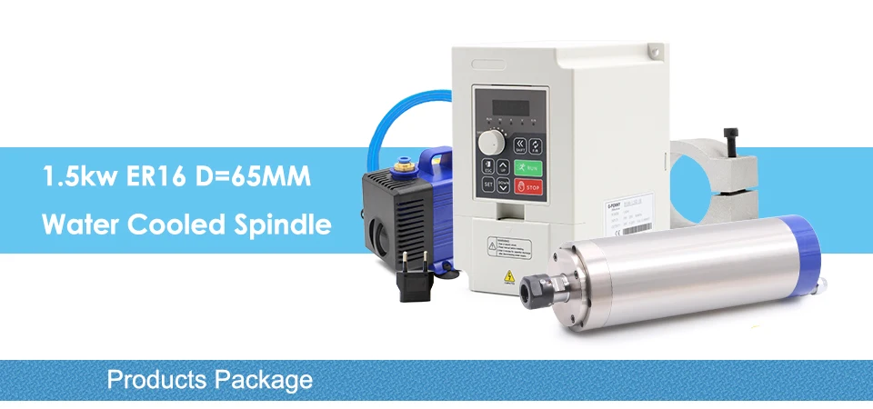 G-Penny CNC 1,5 kW ER16 65 mm, 4 Stück, Kugellager, 24.000 U/min, wassergekühlter Spindel-Kit, inklusive Frequenzumrichter, Pumpe und Halterung für Holz- und Aluminiumfräsen. – Detail 1