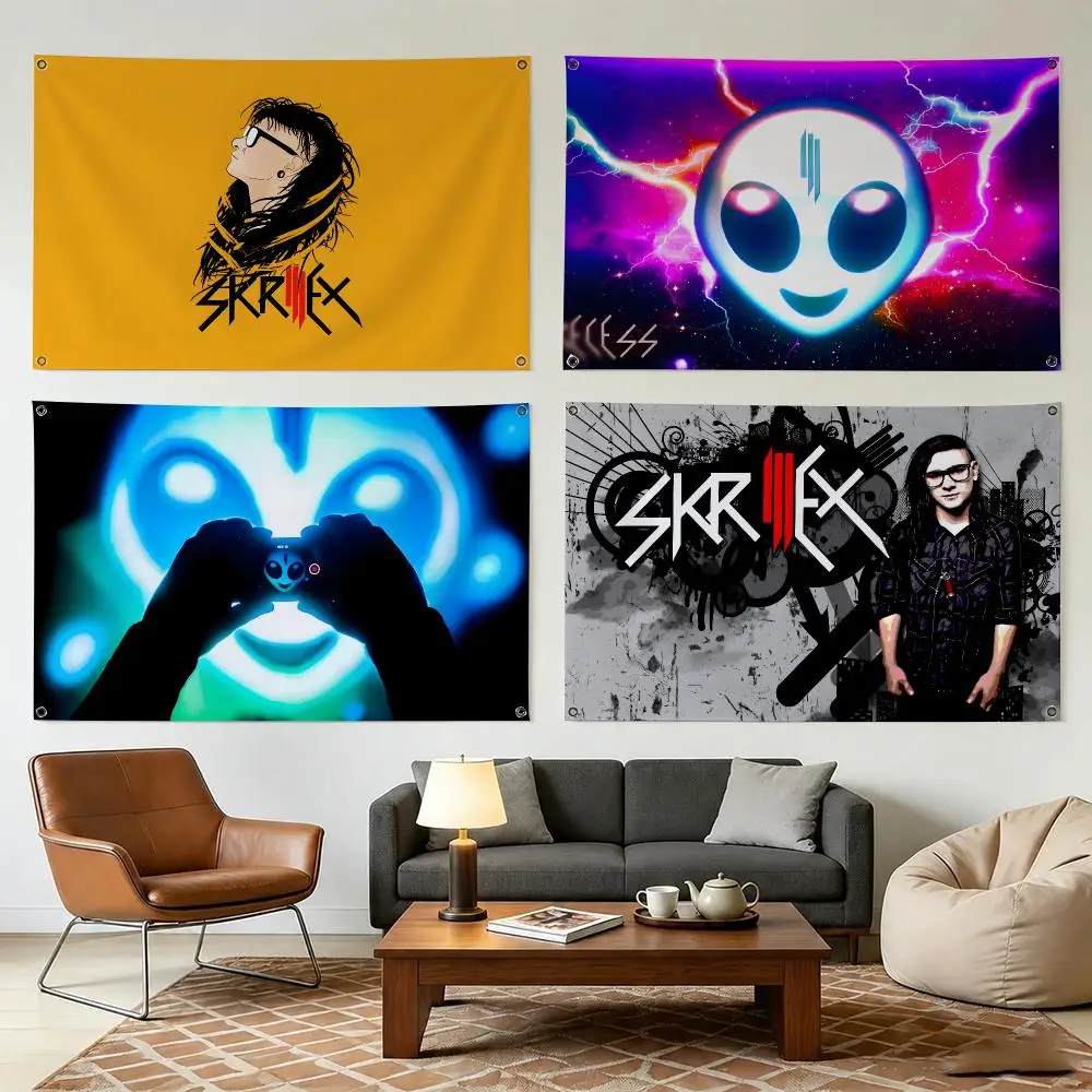 Musican S-Skrillex Singer Flags Wall Hanging Outdoor Garage Room Decorative Fashion Gift Background