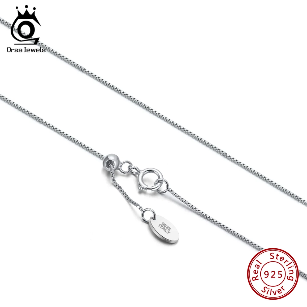 

ORSA JEWELS настоящее серебро 925 пробы 0,6 мм коробка-цепочка ожерелье регулируемая цепочка качественная мода унисекс простые ювелирные изделия 45 см SC07