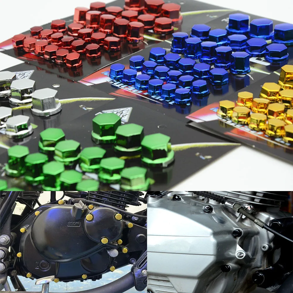 30pcs Motorcycle Screw Decoration Cover Plating Cap for Car Motor Scooters Electric Colored Nut Cover Motorcycle Accessories