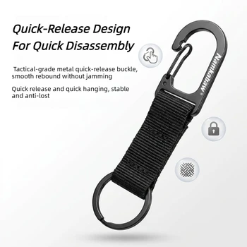 1/2Pcs Webbing Spring Snap Hook Carabiner Quick Clip Key Ring Keychain Backpack Accessory for Outdoor Camping Hiking EDC Gear