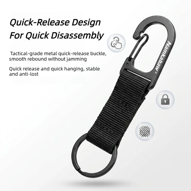 1/2Pcs Webbing Spring Snap Hook Carabiner Quick Clip Key Ring Keychain Backpack Accessory for Outdoor Camping Hiking EDC Gear