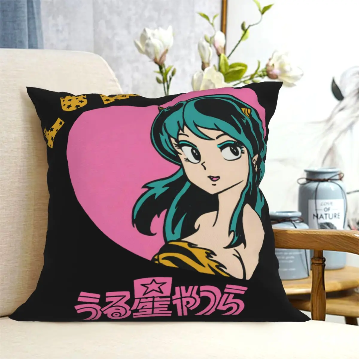 Lum Heart Urusei Yatsura Japan Pillow Cover Cushion Cover Throw Pillow Cover Anime Pillow Decorative Living Room Customizable