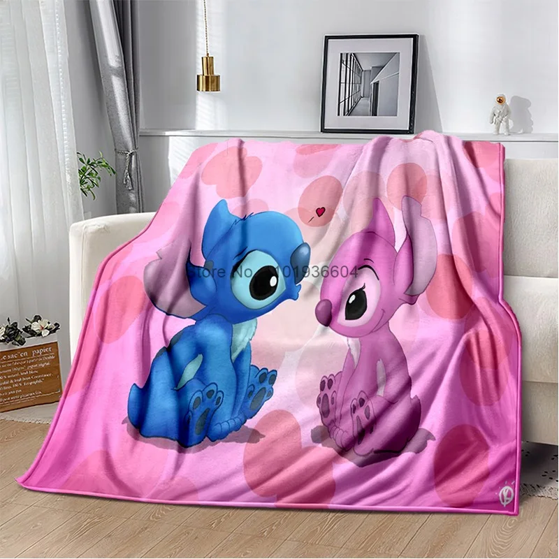 

Disney Blue Pink Floral Lilo Stitch Blankets Plush Flannel Decoration Throw TV Blanket Bedspread for Children Boy Girls