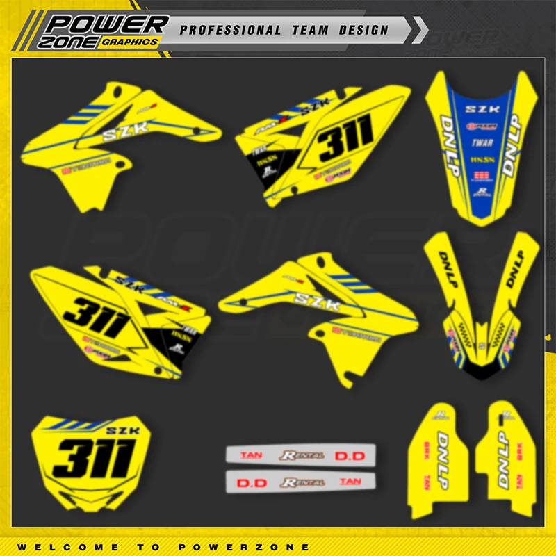 

POWERZONE Custom для SUZUKI RMZ 250 2010-2018 индивидуальные графические наклейки для мотоцикла, защитный комплект 09