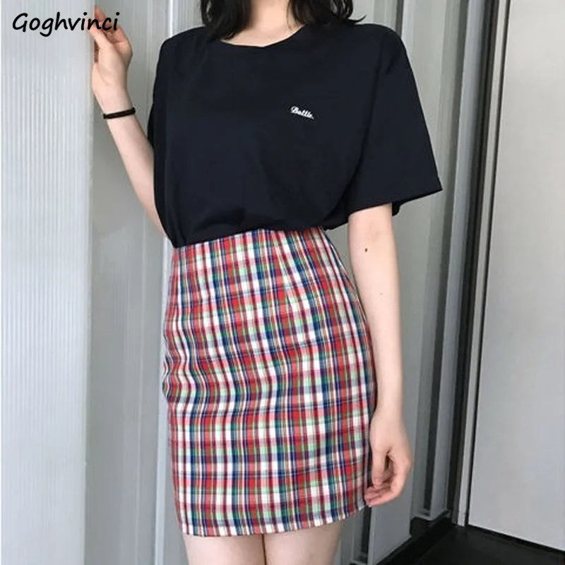 

Юбки женские радужные клетчатые летние новейшие студенческие с высокой талией корейский стиль мини сексуальная женская одежда трапециевидной формы повседневная уличная одежда Ins