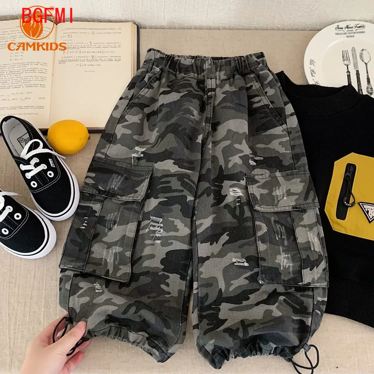 2023 herbst Neue Kinder Casual Hosen Baumwolle Jungen Cargo Hosen Mode Kinder Camouflage Hosen Mädchen Lose Hosen Kleinkind Kleidung