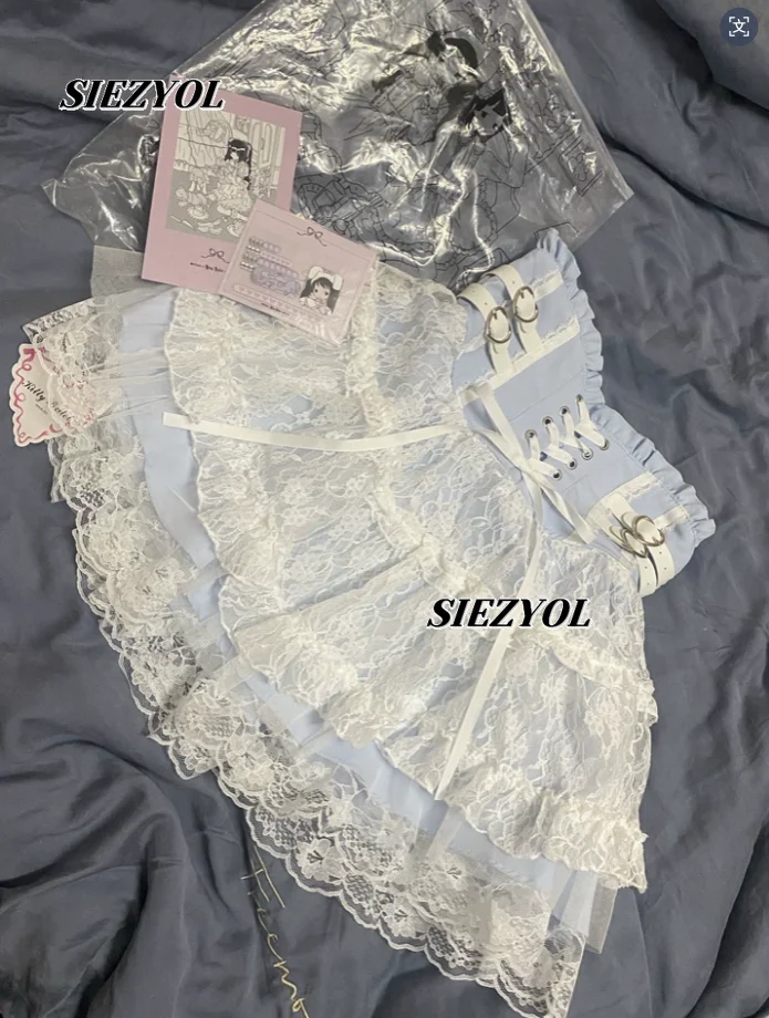 Japanese Summer Mine Series Soft Girl Sweet Multi-layer Lace Black Cake Mini Skirt Women Sweet Ruffles Edge Short Skirts