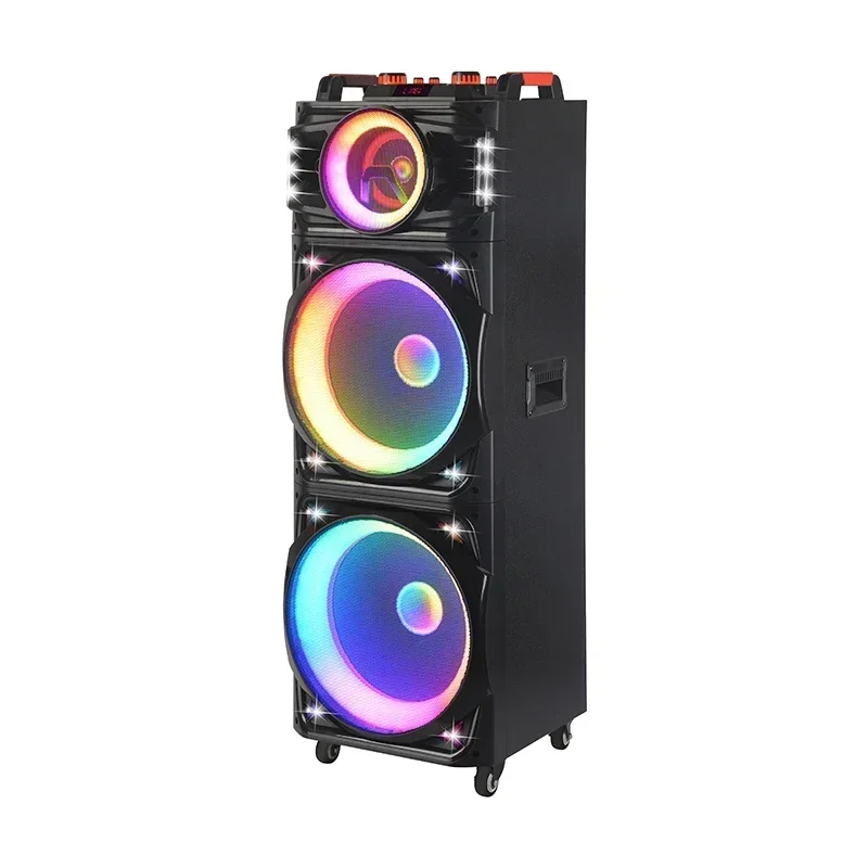 NDR-1526 Dual 15-Inch Big Power Party Karaoke Woofer BT Music DJ Speaker Wireless Mic Home Theatre Mobile Phone Karaoke Player