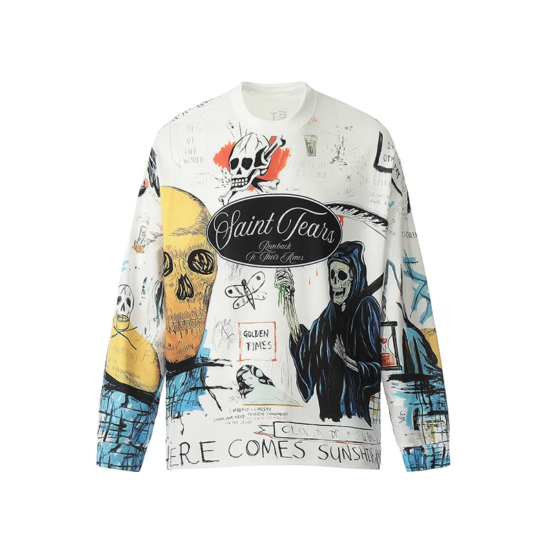 

25ss Fall Fashion New Saint Long Sleeve Mesh Breathable Shirt Top Tee Loose Casual