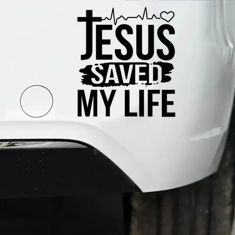 Jesus Saved My Life Heartbeat Love Car Stickers For Laptop Water Bottle Vehicle Paint Window Wall Cup Toolbox Guitar Scooter Dec