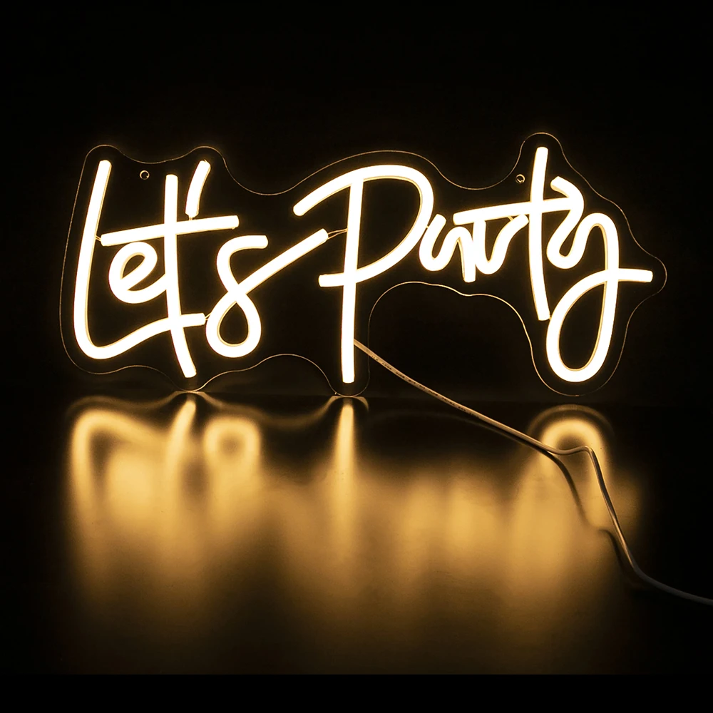 Let's Party Neon Light for Party Backdrop Decoration Lets Party Acrylic Warm Lights for Birthday Wedding Party Backdrop Decor