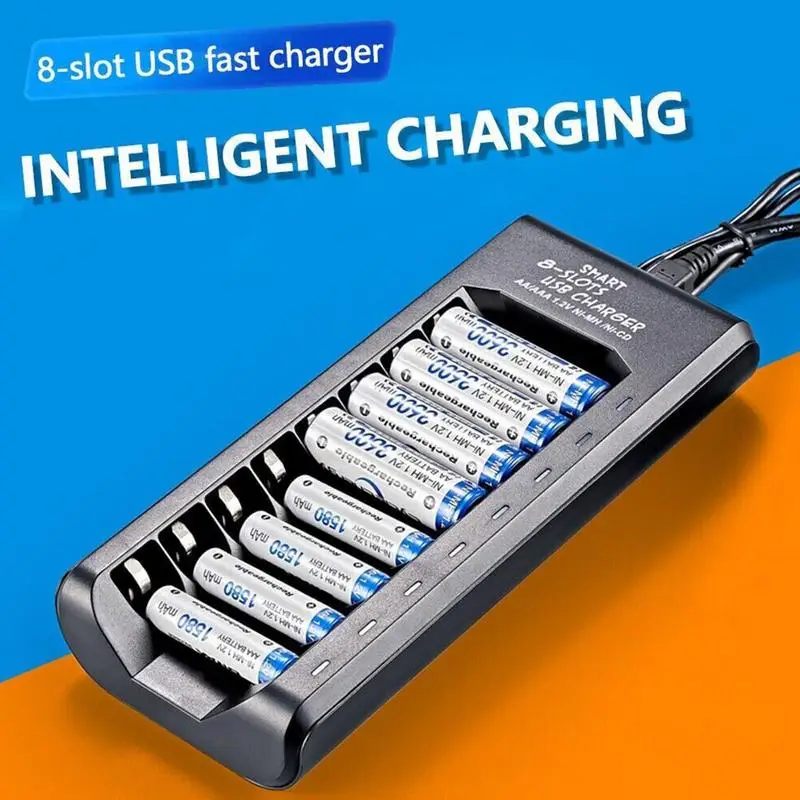 8 Slot Smart Battery Charger for AA/AAA NiMH Rechargeable Batteries Intelligent Smart battery charger lithium battery charger