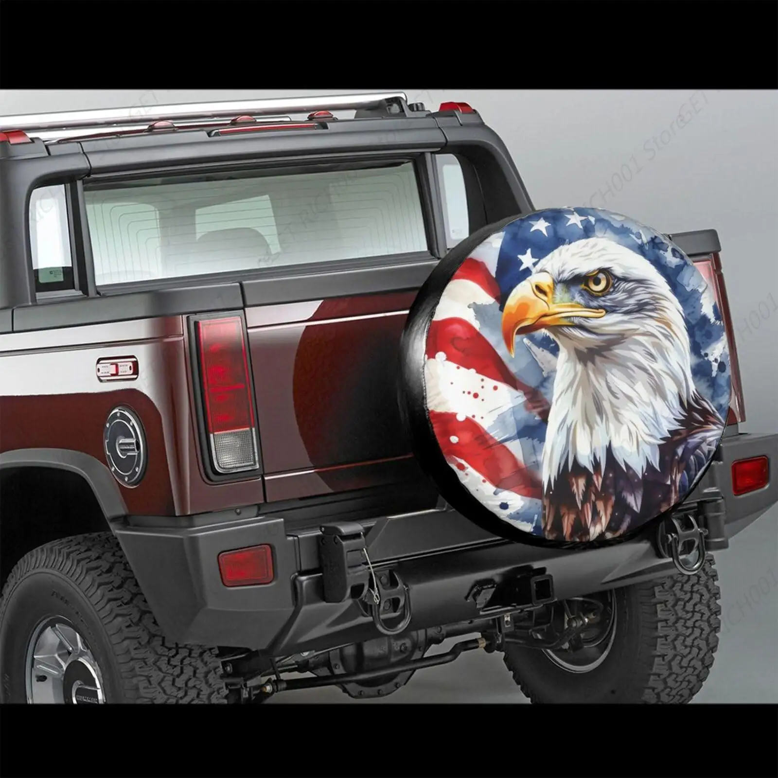 Bald Eagle Flag Spare Tire Cover for Rv SUV Truck Trailer Wheel Covers Weatherproof Universal Fit for Camper Outdoor