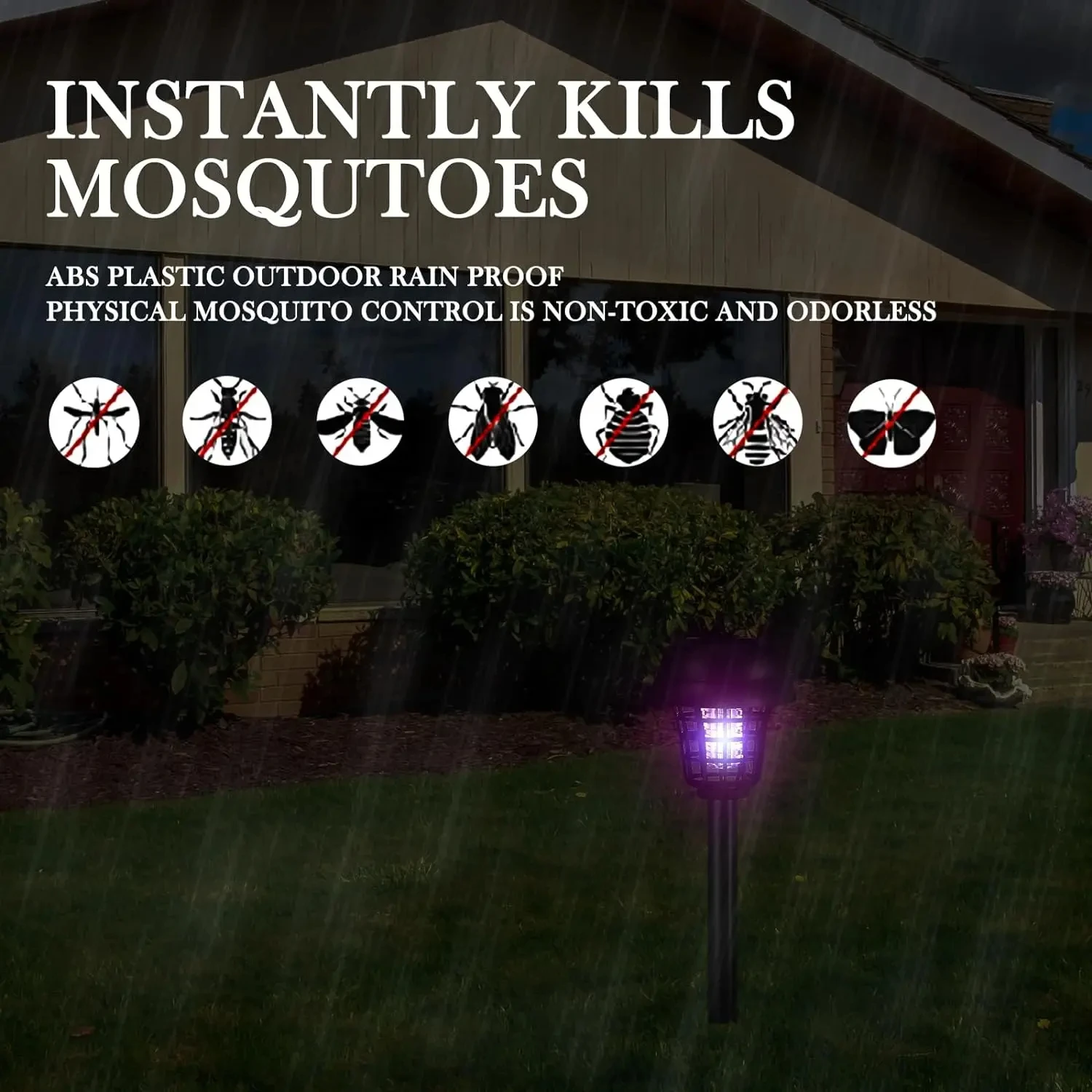 Assassino per zanzare solare con 2 modalità di luce Lampade per trappole per zanzare con luce a led impermeabile per esterni per campeggio da giardino