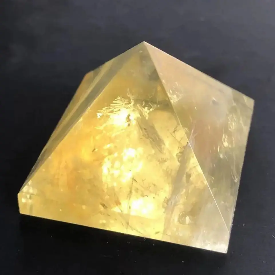 Natural citrine Quartz Crystal Pyramid Clear Reiki Healing Natural yellow crystal Pyramid raw stone polishing