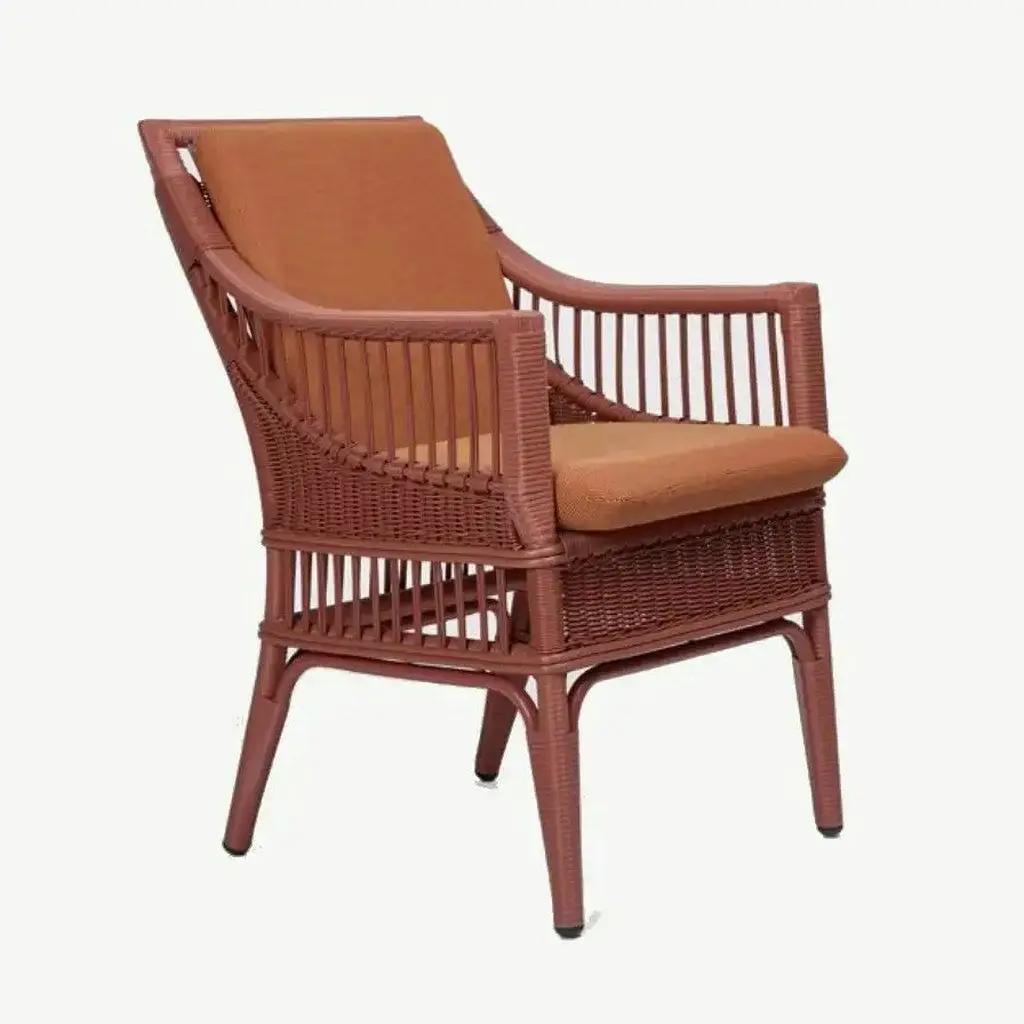 

#French Modern Luxury Boho Design Outdoor Synthetic Rattan Back Dining Chairs Retro Restaurant Garden Cane Chair for DiningTable