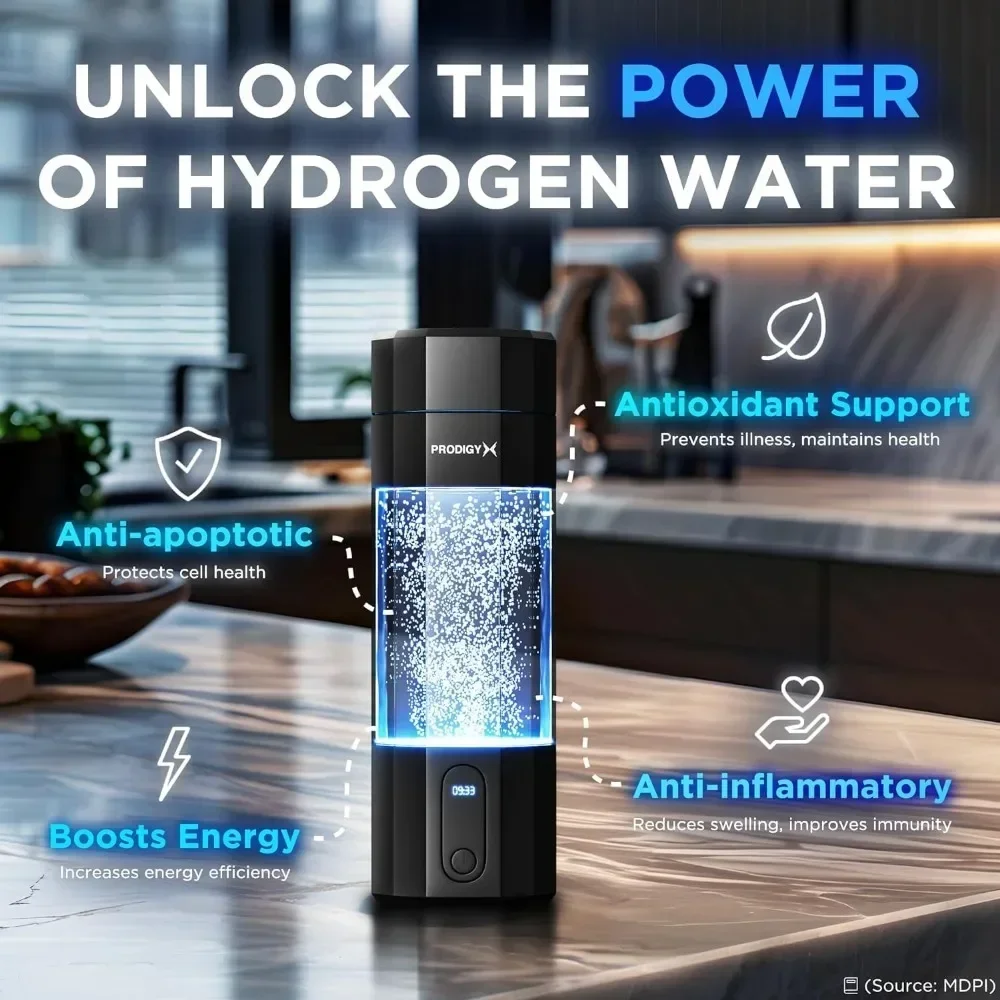 Hydrogen Water Bottle - Portable Hydrogen Generator, 10,000ppb Potency, Thick Bottle  - Premium Bottle AUS OWNED