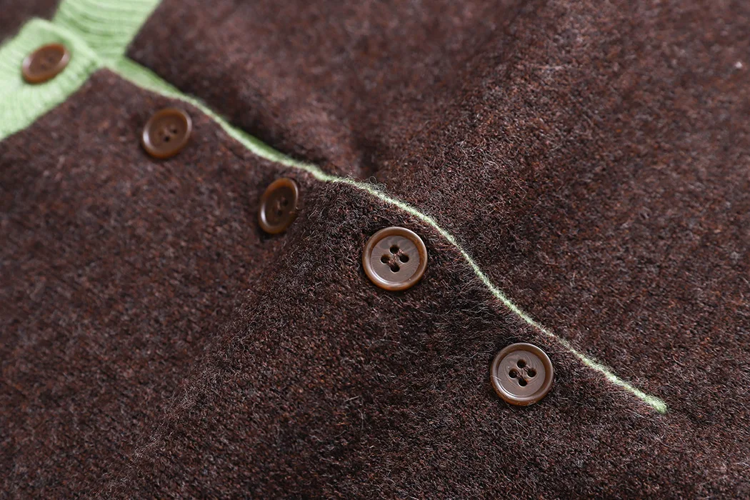 เสื้อสเวตเตอร์ทรงสลิมแบบสองชิ้นปลอมคอเฮนลีย์บล็อกสี