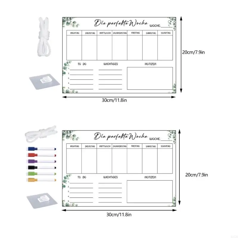 لوحة مذكرات أسبوعية مثبتة على الحائط من الأكريليك الشفاف قابلة للمسح H37B للتخطيط