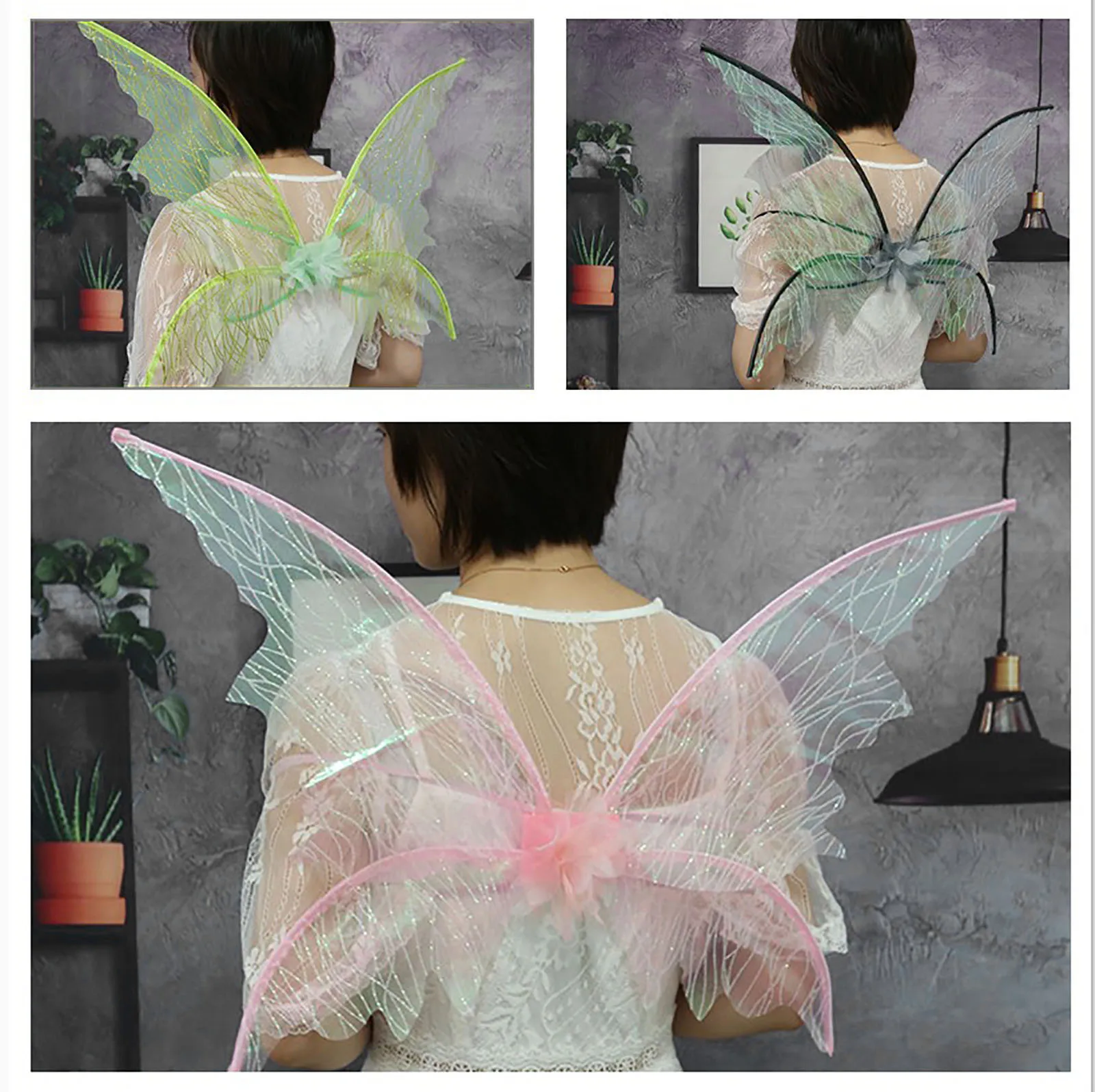 Fairy Elf Princess Angel Wing Women Girl Children's Day Stage Performance Costumes Halloween Cosplay Butterfly Wings Photography