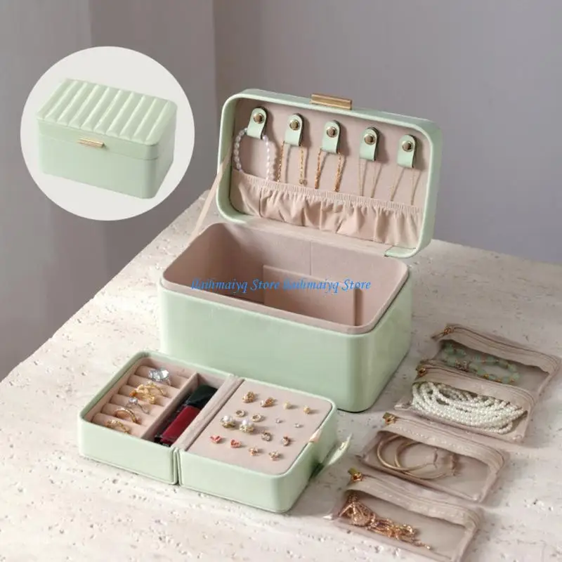 

573B Multi Layer Jewelry Storage Organizers Premium PU Material Decorative Case With Partition Design For Earring Chains