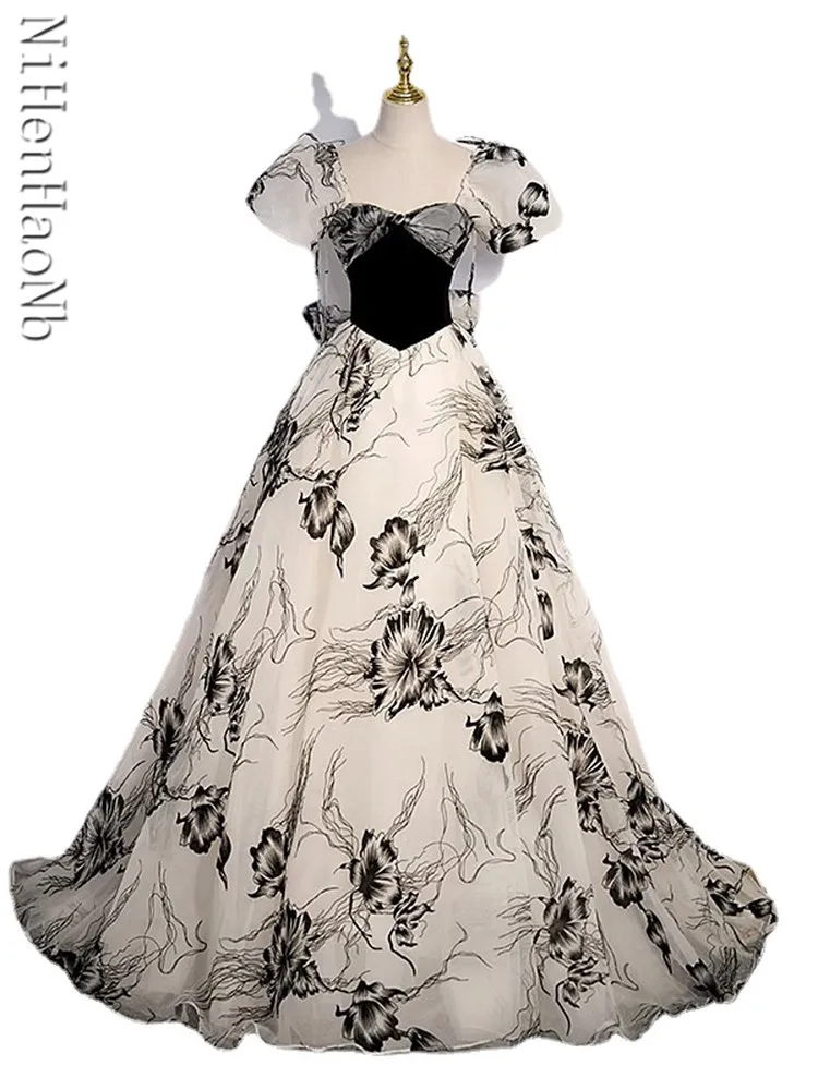 

Вечернее платье Quinceanera Платья с коротким рукавом Элегантное платье трапециевидной формы длиной до пола из тюля Черные новые вечерние вечерние платья для женщин