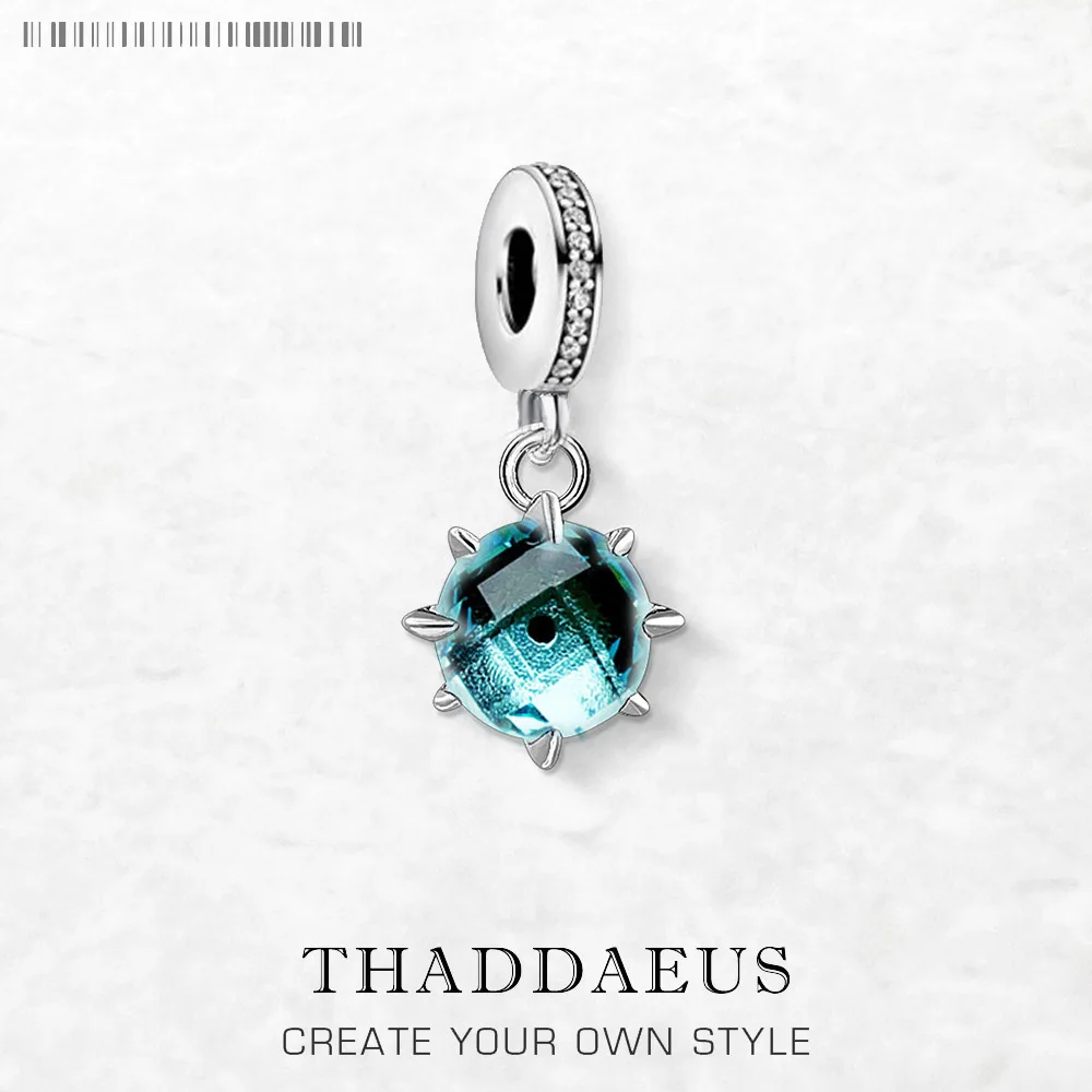 

Blue Stone Pendant Dangle Charm Brand New Fine Jewelry Pure 925 Sterling Silver Trendy Gift For Women