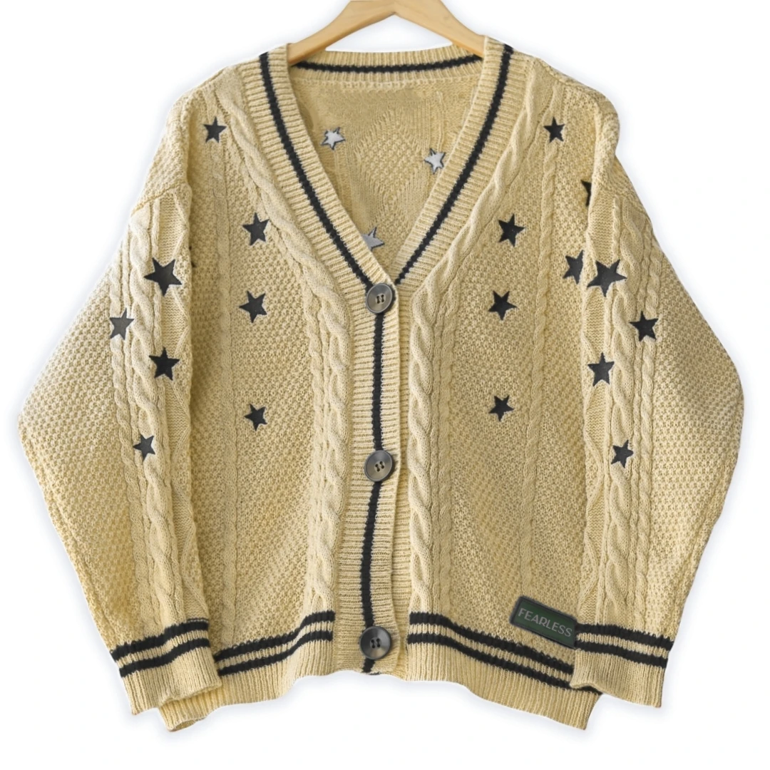 Spring Fearless Inpsired Butterfly Embroidery Folklore Cardigan Women  Kawaii Sweater Outsuit  Loose Fit Knitted Cardigan Female