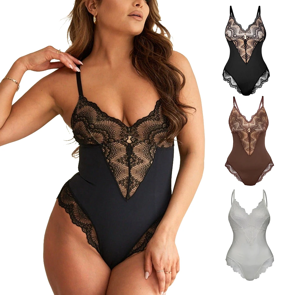

Full Body Triangle Underwear Slim Mesh Lace Up Body Shaper Bodysuit Shapewear for Women Sexy Lingerie Jumpsuits Female Shapesuit