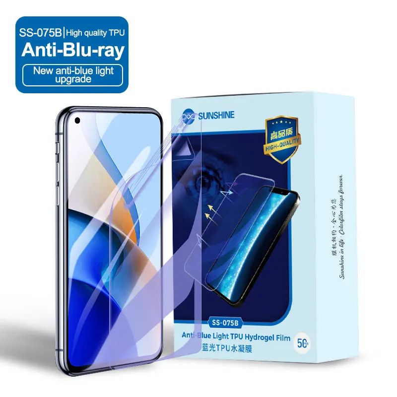 50 Stück neue Original Sunshine SS-075 HD Hydrogelfolie, Auto-Reparatur, mit Schnittcode, SS-075B 075E Anti-Blau-Mattfolie, TPU – Detail 8
